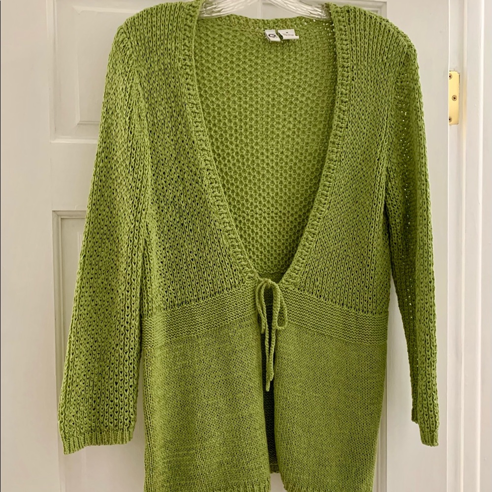 Green knit cardigan